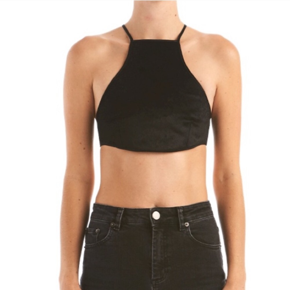 Are you am I kass hide bib top in black